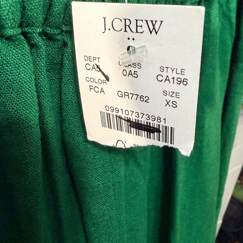 J. Crew Linen Blend Skirt Green Faux Wrap Midi Skirt - Size XS - Picture 3 of 3